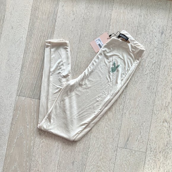 NWT | PLAYBOY x Missguided Lifestyle Soft Touch Leggings | Size 4 | Stone Colour - Picture 6 of 10